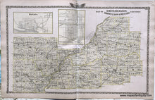 Load image into Gallery viewer, Antique-Hand-Colored-Map-Map-of-Schuyler-Mason-Brown-Cass-&amp;-Menard-Counties;-versos:-Small-Illinois-city-maps-1876-Warner-&amp;-Beers-/-Union-Atlas-Co.-Midwest-1800s-19th-century-Maps-of-Antiquity
