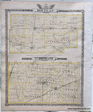 Load image into Gallery viewer, 1876 - Double-sided sheet with multiple maps: Centerfold - Counties of Piatt, Dewitt, Macon, Shelby, and Moultrie; versos: Coles County / Douglas County and Cumberland County, Illinois - Antique Map
