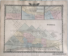 Load image into Gallery viewer, 1876 - Galesburg, Monmouth, and Aledo, Illinois; verso: Oneida, Knoxville, Dallas, and Peoria, Illinois - Antique Map
