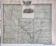 Load image into Gallery viewer, 1876 - Double-sided sheet with multiple maps: centerfold- Counties of Kendall, Will, Grundy, and south part of Cook; versos: LaSalle County / Kankakee County, Illinois - Antique Map
