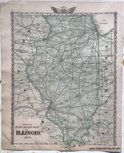 Load image into Gallery viewer, 1876 - Illinois in 1822; verso: Official Rail Road Map of Illinois. 1876. - Antique Map
