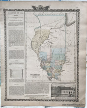 Load image into Gallery viewer, Antique-Hand-Colored-Map-Illinois-in-1822;-verso:-Official-Rail-Road-Map-of-Illinois.-1876.-1876-Warner-&amp;-Beers-/-Union-Atlas-Co.-Midwest-1800s-19th-century-Maps-of-Antiquity
