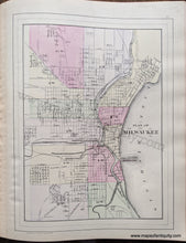 Load image into Gallery viewer, 1884 - Double-sided sheet with multiple maps: Centerfold - County and Township Map of the States of Michigan and Wisconsin; versos: Plan of Milwaukee / Plan of the City of Detroit - Antique Map
