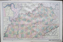Load image into Gallery viewer, Genuine-Antique-Printed-Color-Comparative-Chart-Kentucky-and-Tennessee;-versos:-Indiana-Illinois-United-States-Midwest-1892-Home-Library-&amp;-Supply-Association-Maps-Of-Antiquity-1800s-19th-century

