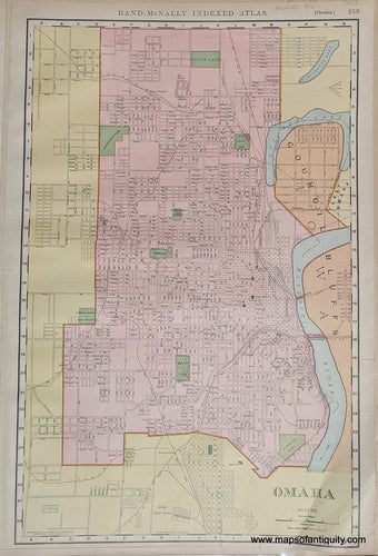 Genuine Antique Printed Color Map-Omaha, verso: Kansas City-1908-Rand-McNally-Maps-Of-Antiquity-1900s-20th-century