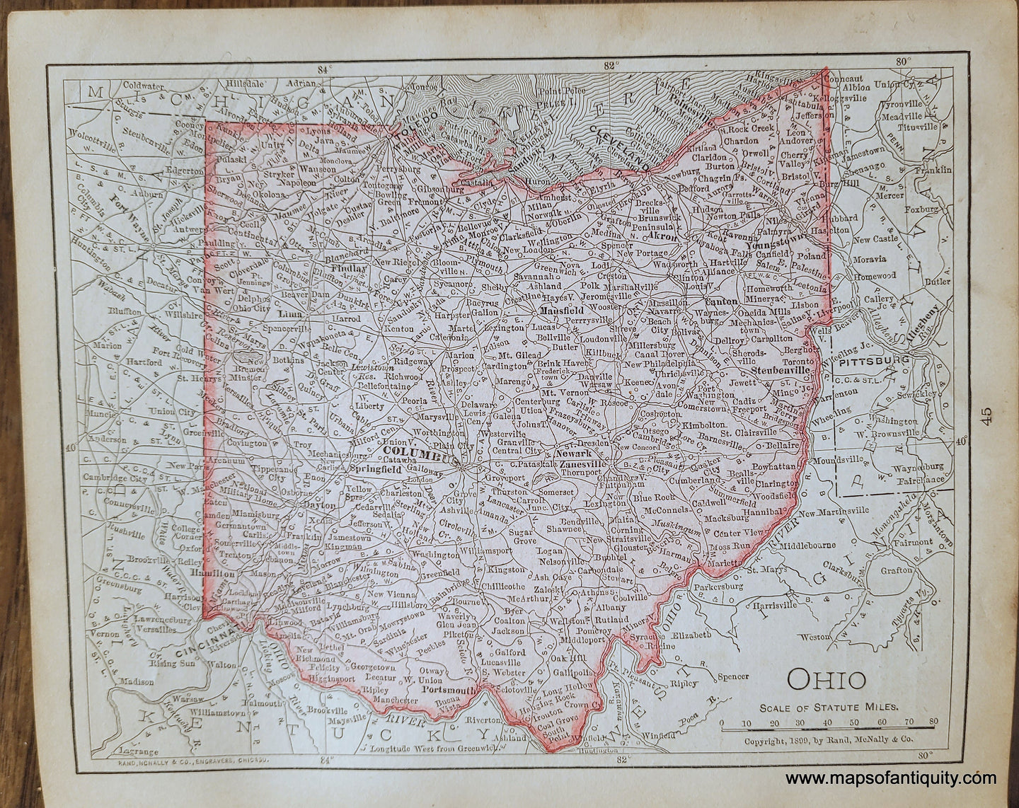 Genuine-Antique-Map-Ohio-1900-Rand-McNally-Maps-Of-Antiquity