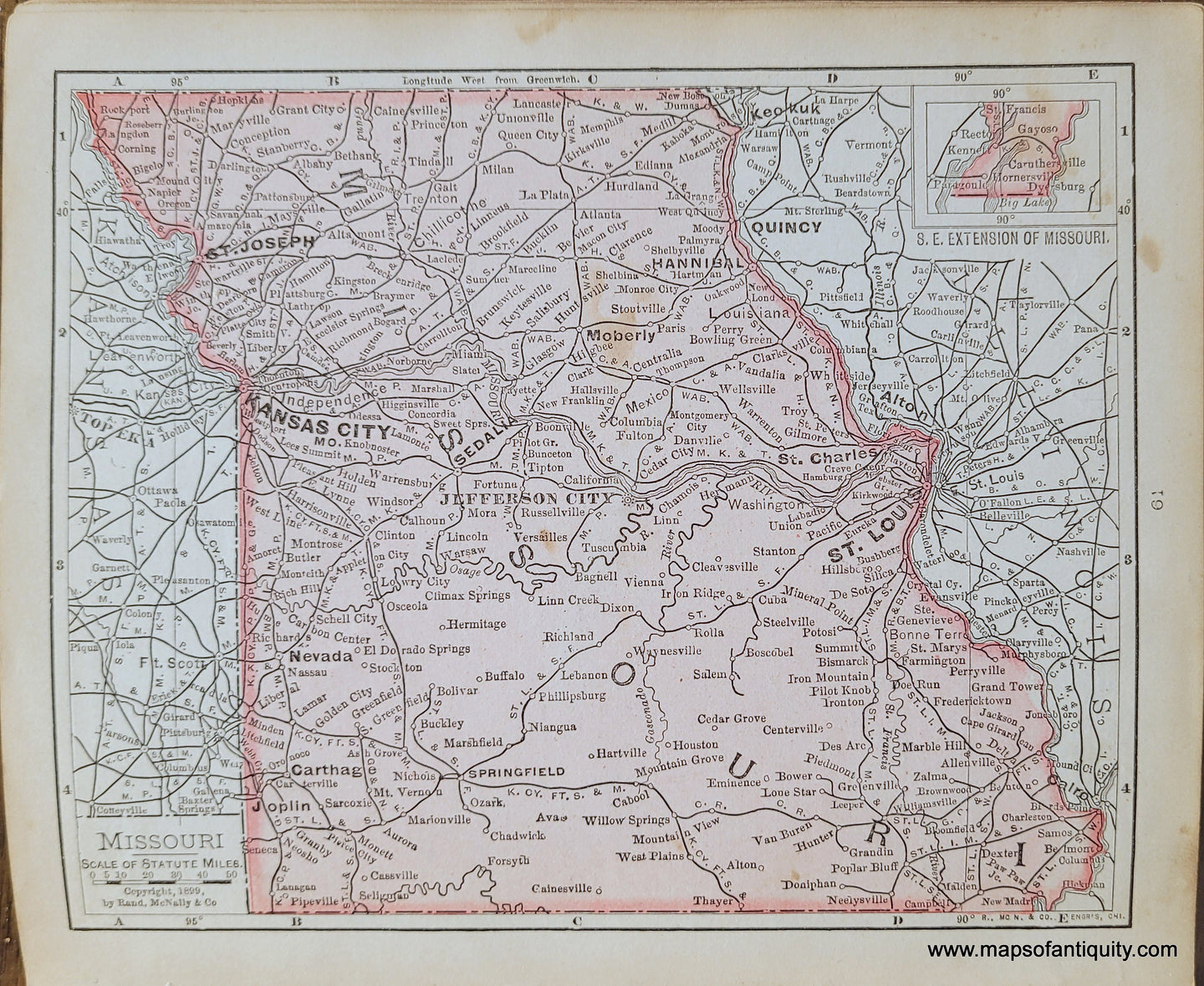 Genuine-Antique-Map-Missouri-1900-Rand-McNally-Maps-Of-Antiquity