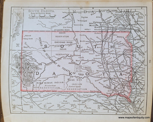 Genuine-Antique-Map-South-Dakota-1900-Rand-McNally-Maps-Of-Antiquity