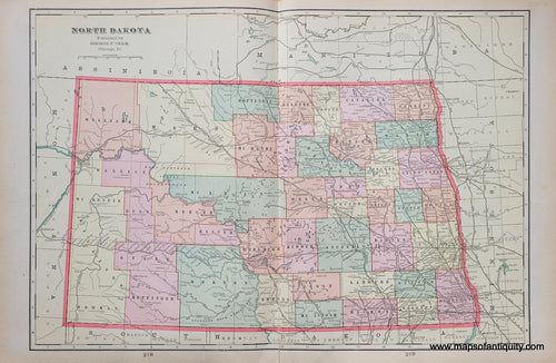 Genuine-Antique-Map-North-Dakota-1903-Cram-Maps-Of-Antiquity
