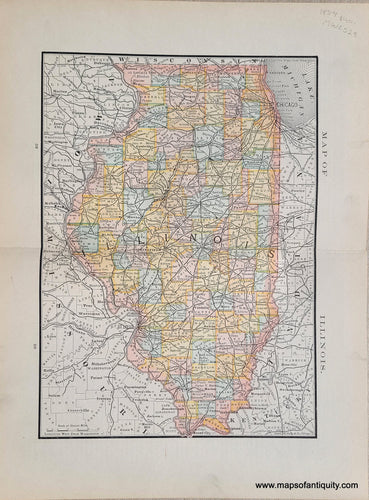 Genuine Antique Map-State of Illinois-1884-Rand McNally & Co-Maps-Of-Antiquity