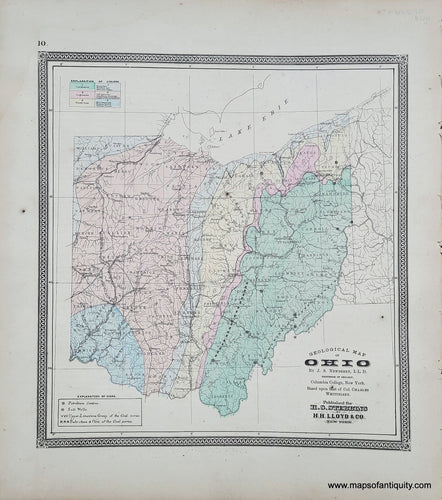 Genuine-Antique-Hand-colored-Map-Geological-Map-of-Ohio-by-J-S-Newberry-1868-Stebbins-Lloyd-Maps-Of-Antiquity