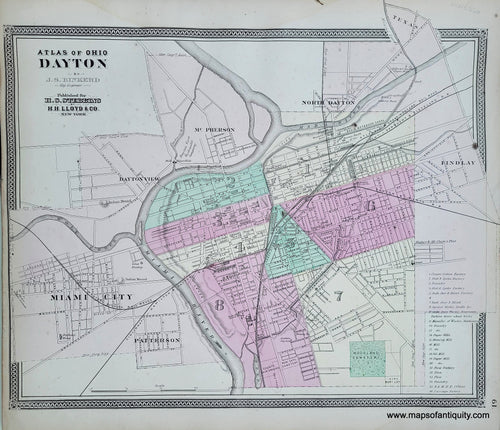 Genuine-Antique-Hand-colored-Map-Dayton-1868-Stebbins-Lloyd-Maps-Of-Antiquity
