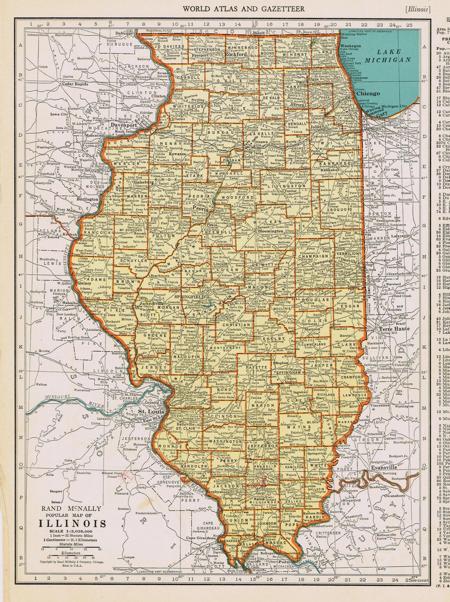 Genuine-Antique-Map-Popular-Map-of-Illinois-1940-Rand-McNally-Maps-Of-Antiquity