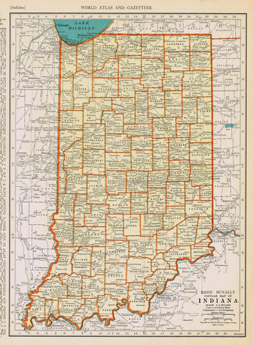 Genuine-Antique-Map-Popular-Map-of-Indiana--1940-Rand-McNally-Maps-Of-Antiquity