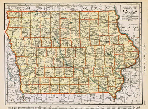 Genuine-Antique-Map-Popular-Map-of-Iowa--1940-Rand-McNally-Maps-Of-Antiquity