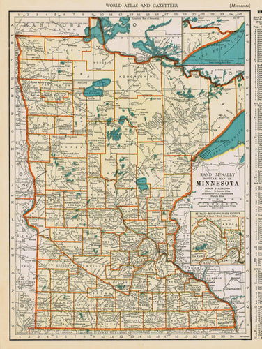 Genuine-Antique-Map-Popular-Map-of-Minnesota-1940-Rand-McNally-Maps-Of-Antiquity