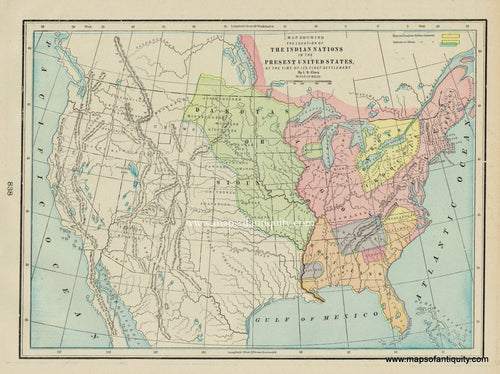 1903-Map-showing-the-location-of-the-Indian-Nations-in-the-Present-United-States-at-the-time-of-its-First-Settlement.-By-I-S-Clare---Reproduction---Maps-Of-Antiquity