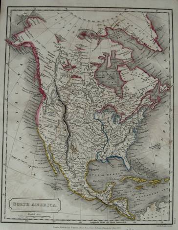 Hand-colored-North-America-**********-North-America-North-America-General-1822-Hall/Longman-Maps-Of-Antiquity