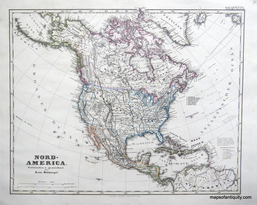 Antique-Hand-Colored-Map-Nord-America-North-America-North-America-General-1861-von-Stulpnagel-Maps-Of-Antiquity