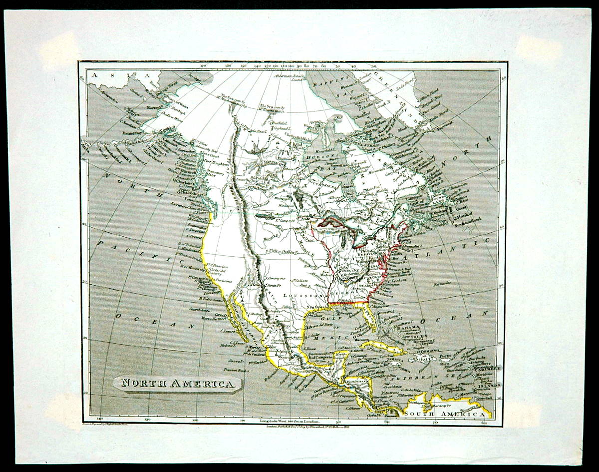 Antique-Hand-Colored-Map-North-America--North-America-General-1809-Pelham-World-Maps-Of-Antiquity