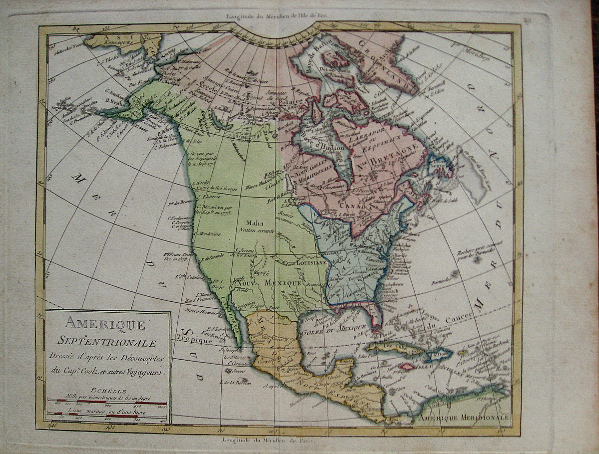 Antique-Hand-Colored-Map-Amerique-Septentrionale-Dressee-d'apres-les-Descouvertes-du-Cap-Cook-et-autres-Voyageurs.-**********--North-America-General-1805-Delamarche-Maps-Of-Antiquity