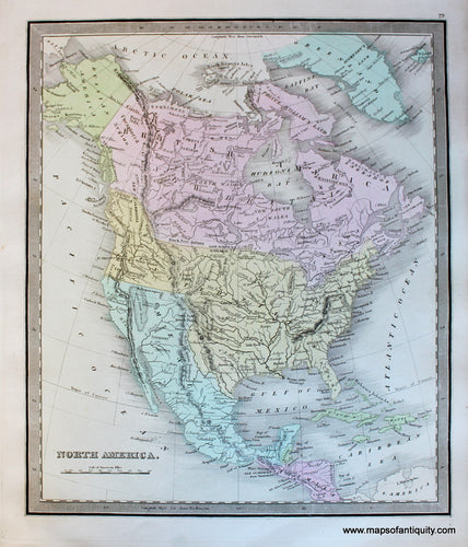 Antique-Hand-Colored-Map-North-America.-North-America-North-America-General-1848-Jeremiah-Greenleaf-Maps-Of-Antiquity