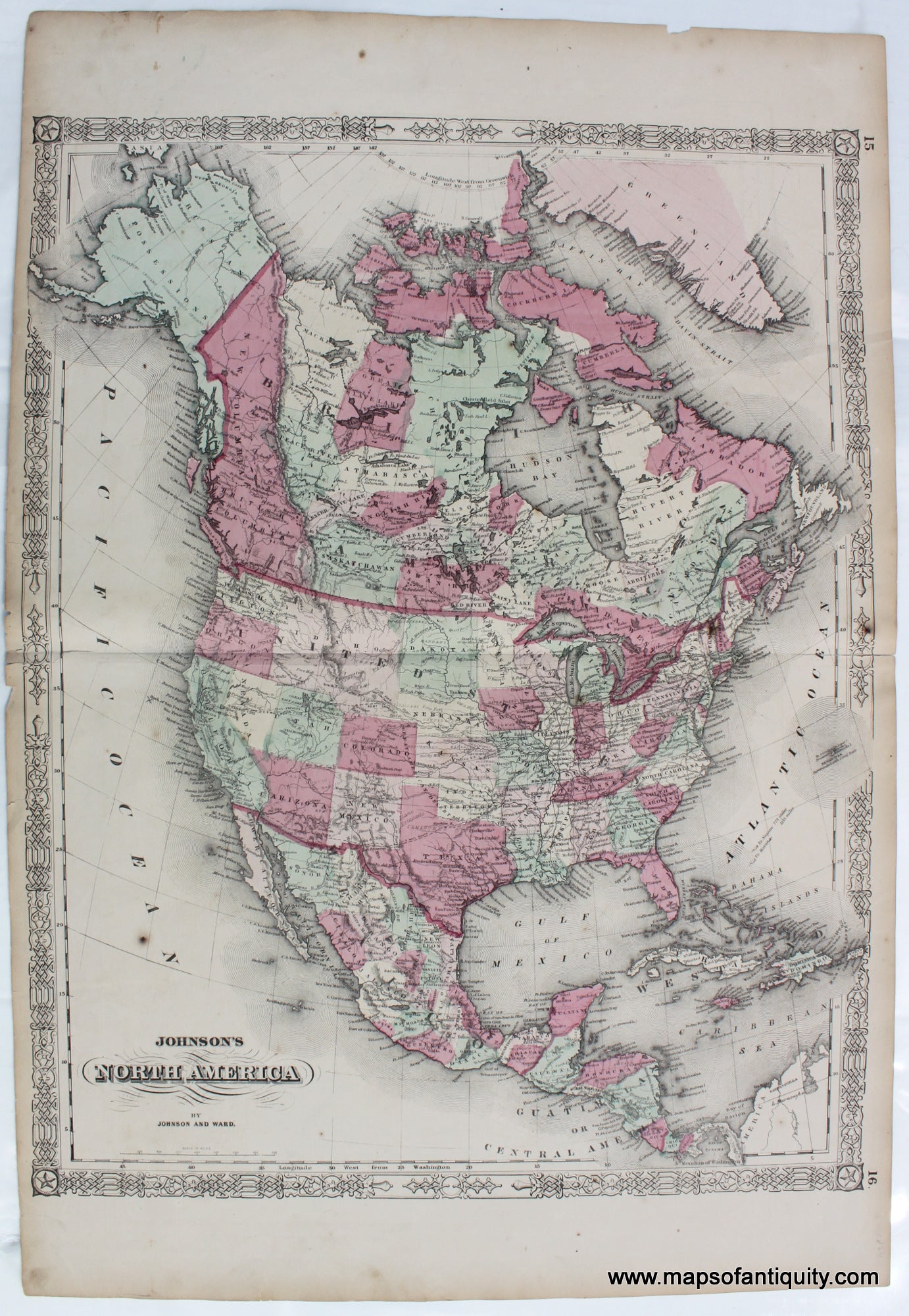 Antique-Map-North-America-Central-America-Johnson-1864