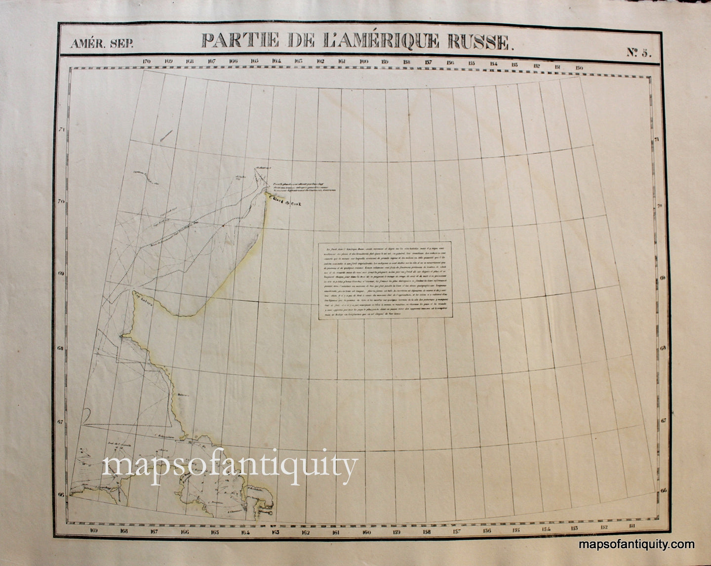 Antique-Hand-Colored-Map-Amer.-Sep.-No.-5-Partie-de-l'Amerique-Russe-(Alaska)-North-America--1827-Vandermaelen-Maps-Of-Antiquity