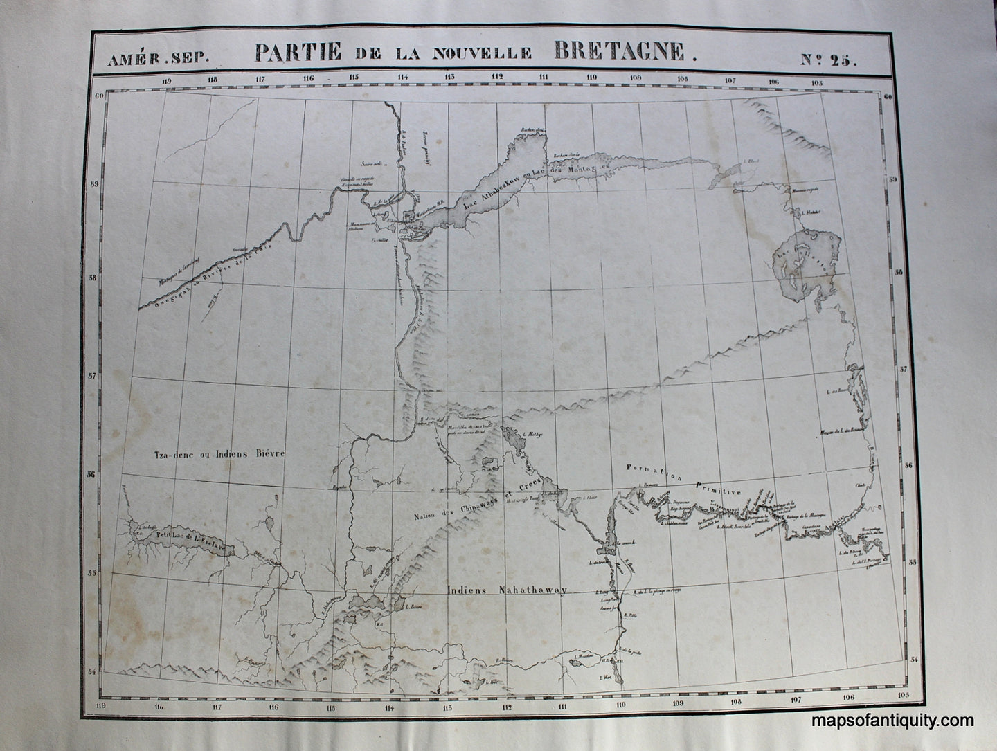 Antique-Hand-Colored-Map-Amer.-Sep.-No.-25-Partie-de-la-Nouvelle-Bretagne.-North-America--1827-Vandermaelen-Maps-Of-Antiquity
