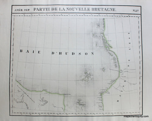 Antique-Hand-Colored-Map-Amer.-Sep.-No.-27-Partie-de-la-Nouvelle-Bretagne.-North-America--1827-Vandermaelen-Maps-Of-Antiquity
