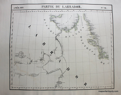 Antique-Hand-Colored-Map-Amer.-Sep.-No.-28-Partie-du-Labrador.-North-America--1827-Vandermaelen-Maps-Of-Antiquity