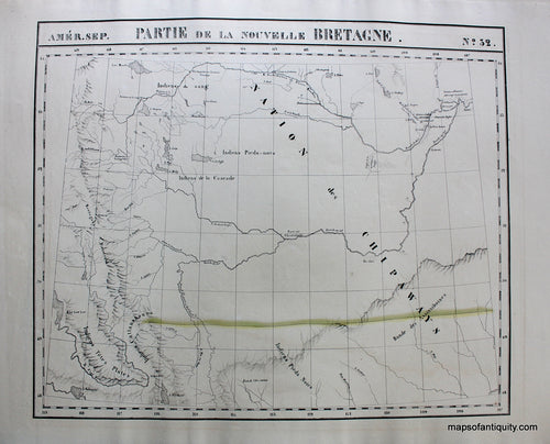 Antique-Hand-Colored-Map-Amer.-Sep.-No.-32-Partie-de-la-Nouvelle-Bretagne-**********-North-America--1827-Vandermaelen-Maps-Of-Antiquity