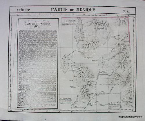Antique-Hand-Colored-Map-Amer.-Sep.-No.-47-Partie-du-Mexique-North-America--1827-Vandermaelen-Maps-Of-Antiquity