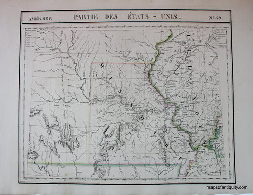 Antique-Hand-Colored-Map-Amer.-Sep.-No.-49-Partie-des-Etats-Unis-**********-North-America--1827-Vandermaelen-Maps-Of-Antiquity