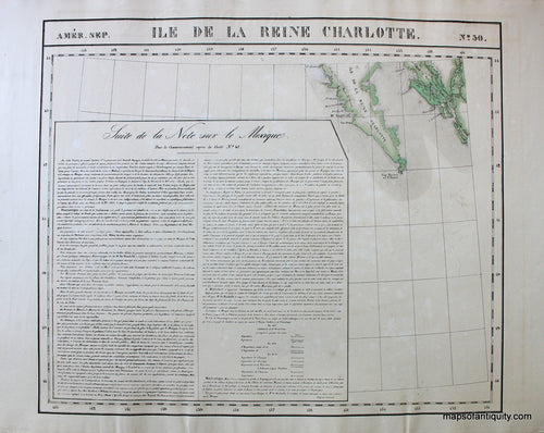 Antique-Hand-Colored-Map-Amer.-Sep.-No.-30.-Ile-de-la-Reine-Charlotte.--North-America--1827-Vandermaelen-Maps-Of-Antiquity
