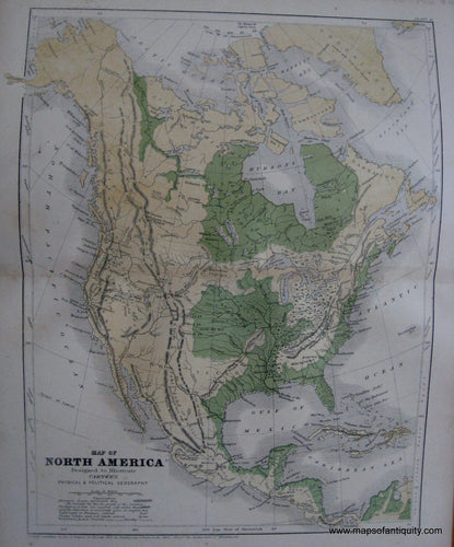 Antique-Hand-Colored-Map-Map-of-North-America-North-America-North-America-General-1856-Cartee-Maps-Of-Antiquity