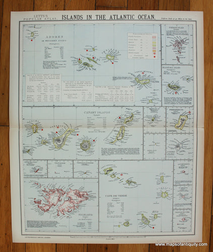 printed-color-Antique-Map-Islands-in-the-Atlantic-Ocean-North-America-North-America-General-1883-Letts-Maps-Of-Antiquity