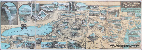 Printed-Color-Antique-Map-Bird's-Eye-View-of-the-Tourists'-Ideal-Route-from-Niagara-to-the-Sea-**********-North-America--c.-1895-Unknown-Maps-Of-Antiquity