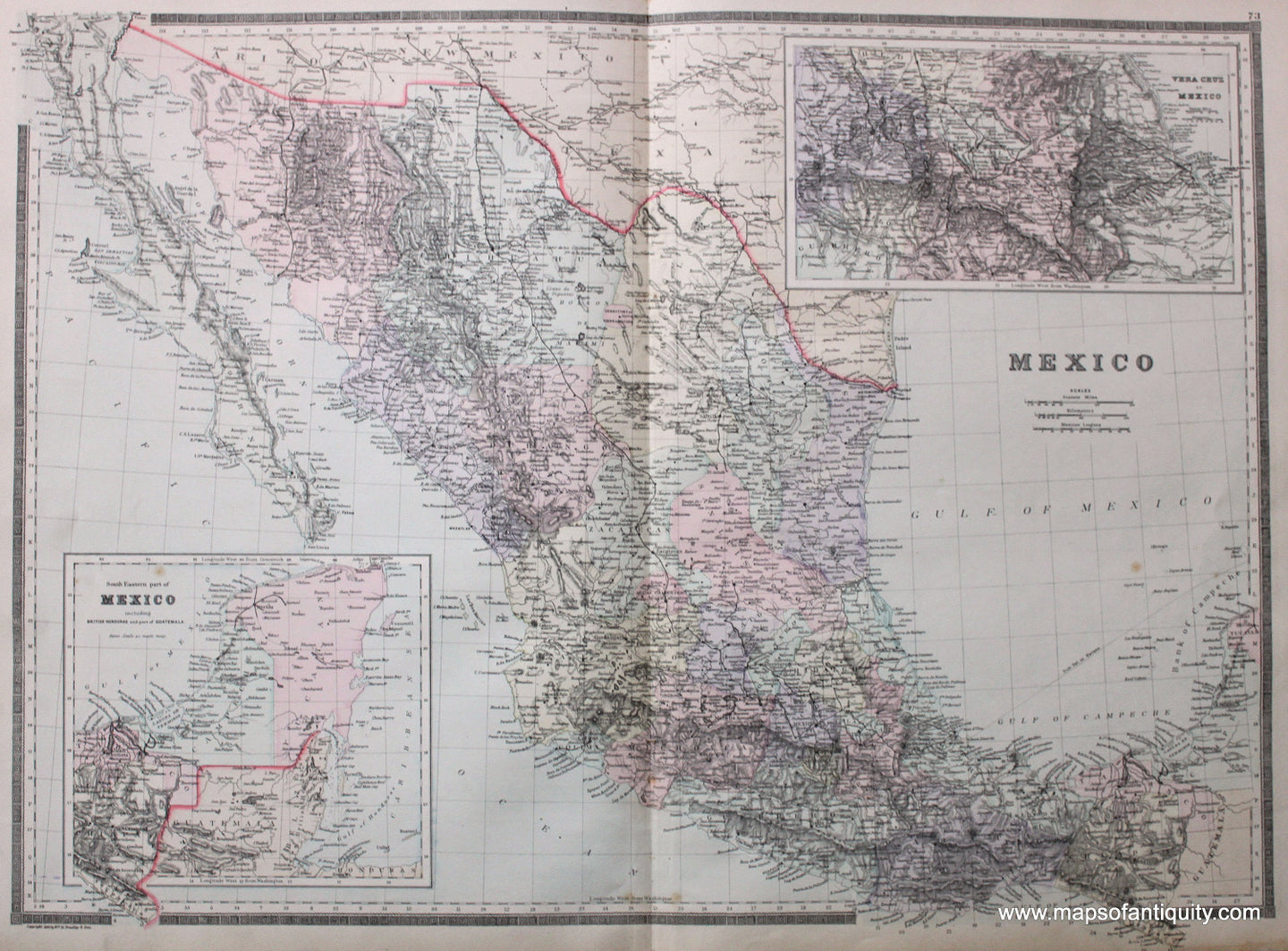 Antique-Hand-Colored-Map-Mexico-North-America-Mexico-1887-Bradley-Maps-Of-Antiquity