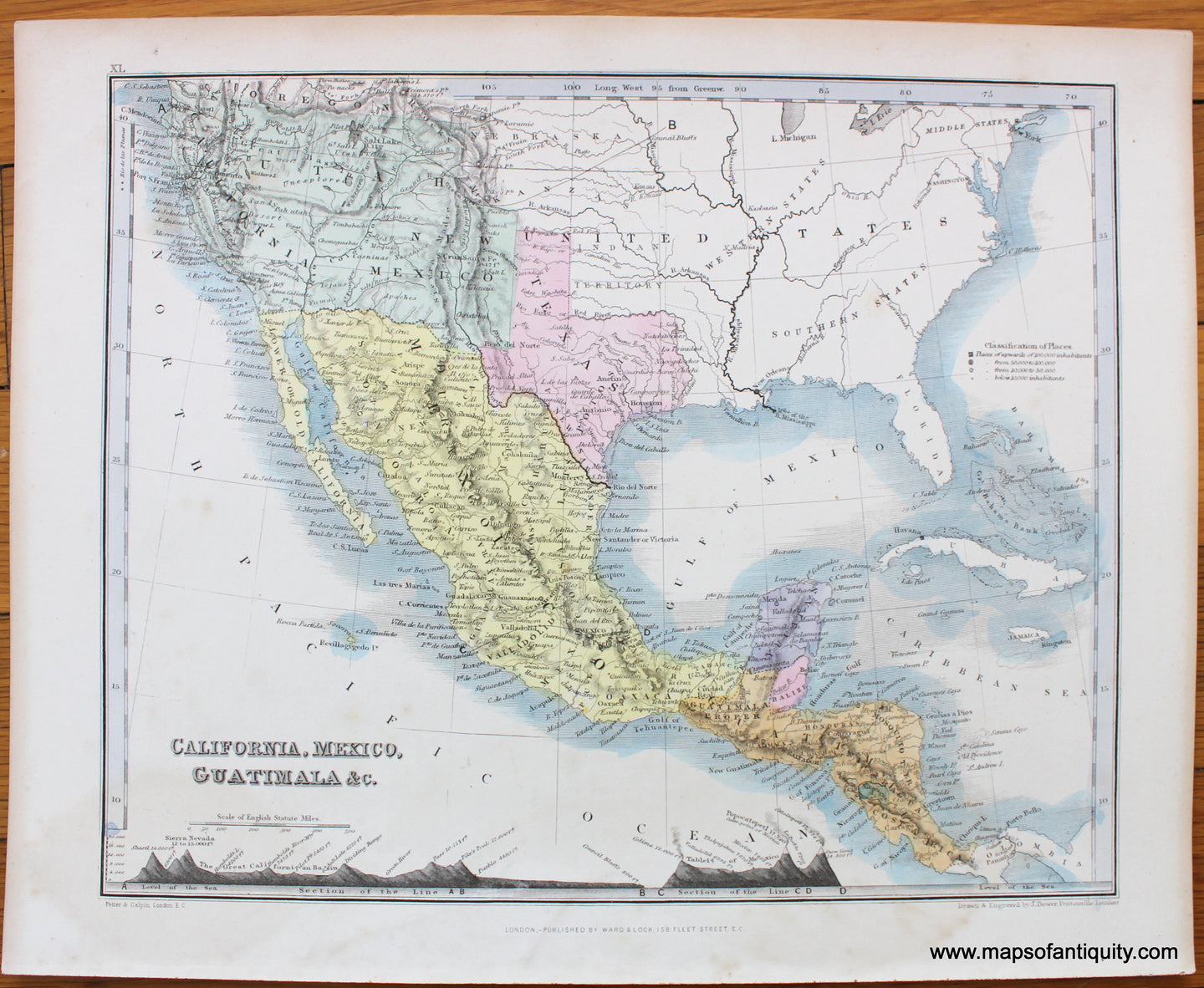 Antique-Hand-Colored-Map-California-Mexico-Guatimala-&c.-c.-1844-Dower-United-States-Mexico-Central-America-1800s-19th-century-Maps-of-Antiquity
