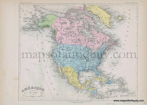 Antique-Printed-Color-Map-North-America-Amerique-du-Nord---North-America-1877-Fayard--1800s-19th-century-Maps-of-Antiquity