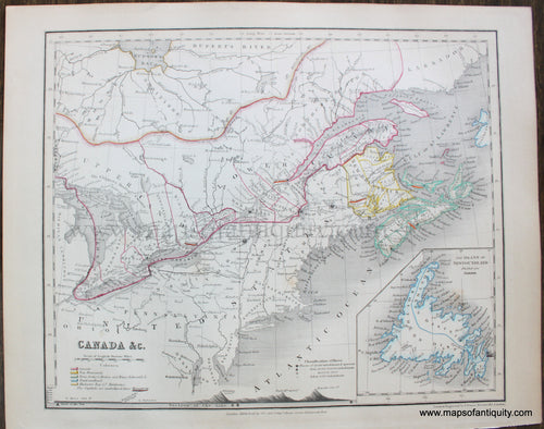 Genuine-Antique-Map-Canada-&c.-North-America--1850-Petermann-/-Orr-/-Dower-Maps-Of-Antiquity-1800s-19th-century