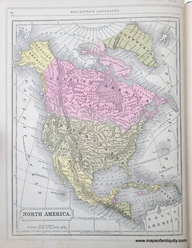 Genuine-Antique-Hand-Colored-Map-North-America-1850-Mitchell-Thomas-Cowperthwait-Co--Maps-Of-Antiquity