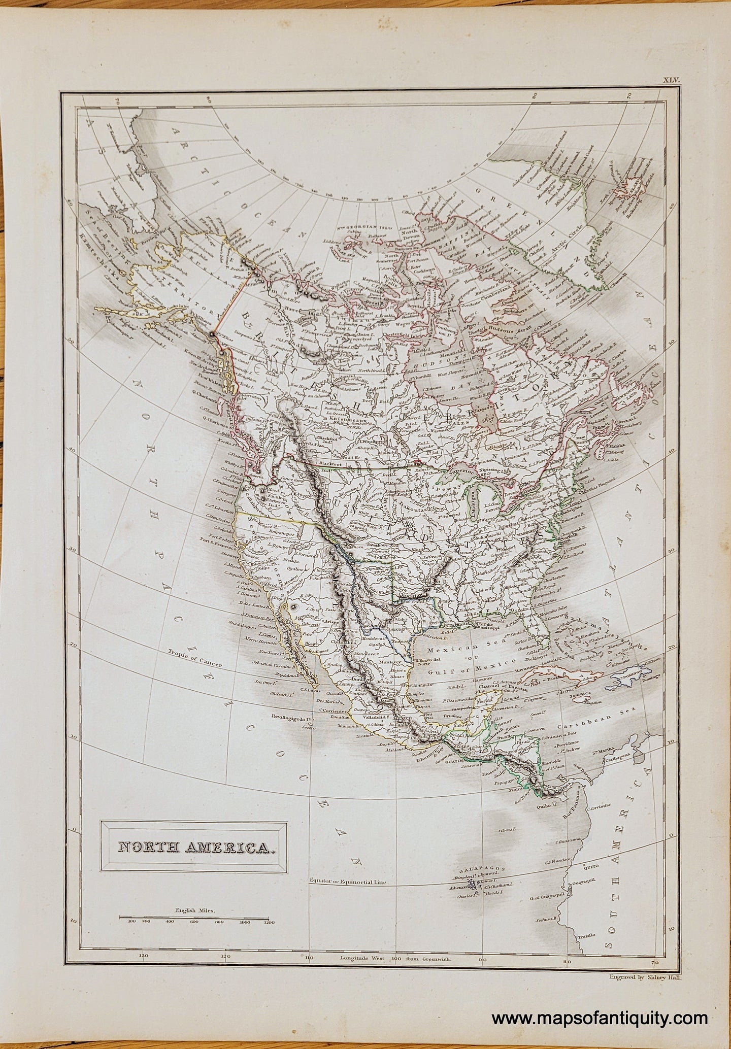 Genuine-Antique-Map-North-America-Texas-Republic-Mexico-United-States-Russian-Alaska-British-Canada-1841-Black-Maps-Of-Antiquity