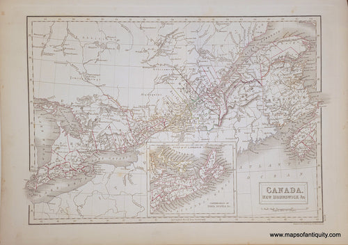Genuine-Antique-Map-Canada-New-Brunswick--c--1841-Black-Maps-Of-Antiquity