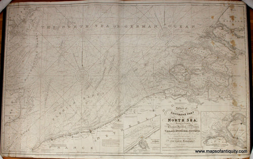 Antique-Blue-Back-Antique-Nautical-Chart-Southern-Part-of-the-North-Sea-Norie-Chart-Europe-Germany-1853-J.W.-Norie-Maps-Of-Antiquity