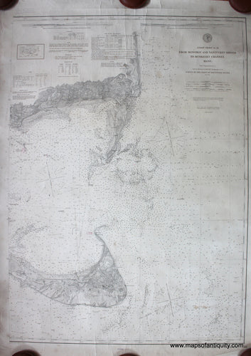 Black-and-White-Antique-Nautical-Chart--Coast-Chart-No.-111-from-Monomoy-and-Nantucket-Shoals-to-Muskeget-Channel-Massachusetts--United-States-Northeast-1888/1890-U.S.-Coast-and-Geodetic-Survey-Maps-Of-Antiquity