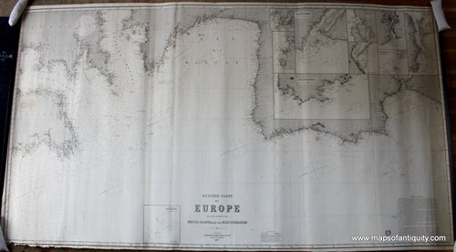 Antique-Blue-Back-Antique-Nautical-Chart-Imray-Chart-Western-Coast-of-Europe-Europe--1877-James-Imray-&-Sons-London-Maps-Of-Antiquity
