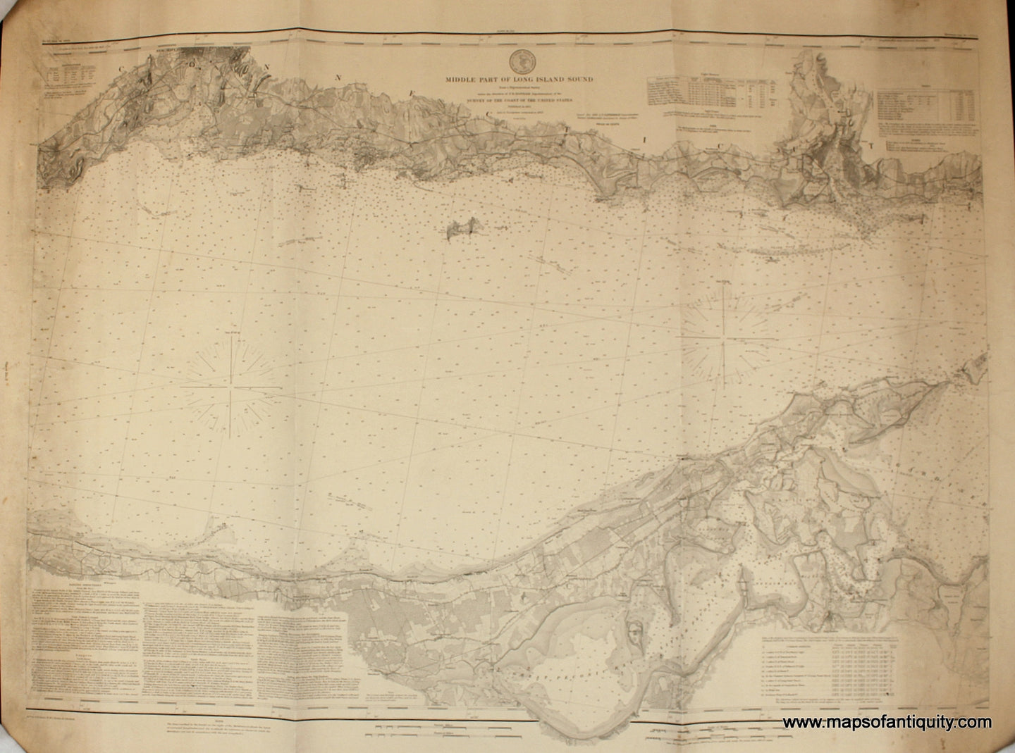 Antique-Coastal-Chart-Middle-Part-of-Long-Island-Sound-United-States-Northeast-1883-Hassler-Maps-Of-Antiquity