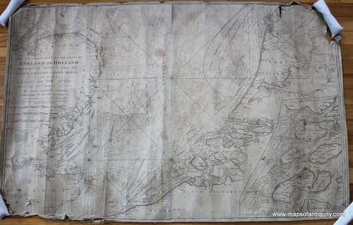 Antique-Light-Blue-Back-Antique-Nautical-Chart-New-Correct-Chart-of-the-Coast-of-England-and-Holland-Norfolk--Europe-Netherlands-1790-John-H.-Moore-Maps-Of-Antiquity